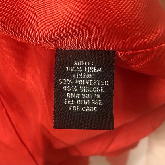 Catherine Malandrino Red Long Sleeve Open Front Linen Blazer Size 6 - Picture 13 of 15